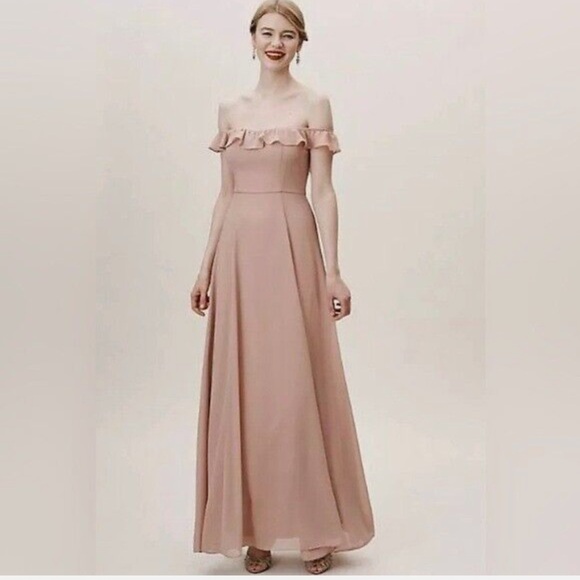 BHLD APRICOT RUFFLE BRIDESMAIDS DRESS SIZE 6 - Picture 1 of 5